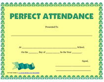 Our list of Printable Perfect Attendance Awards Certificates Templates ...