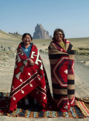Navajo Weavers - BlanketsChief Blanket Navajo weavers Lilly Lee (left ...