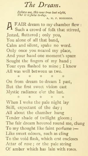 Amy Levy, «The Dream» (from «A London Plane-Tree and Other Verse ...