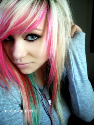 cute, emo, eyeliner, gorgeous, pink hair