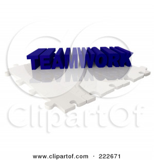 ... Free (RF) Clipart Illustration of a Teamwork over a puzzle by Andresr