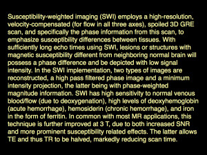 Susceptibility Weighted Imaging (I/II)