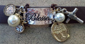 Blessed Leather Cuff Bracelet Quote Charm Bracelet etsy.com/shop ...