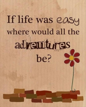 If life was easy where would all the adventures be?