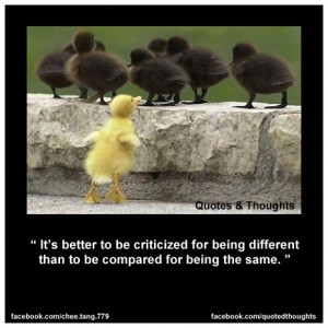 ... criticized for being different than to be compared for being the same