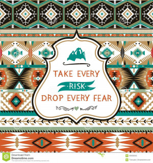 ... seamless colorful tribal pattern with elementes quotes on labels