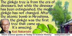 Koji Nakanishi quote: The ginkgo tree is from the era of dinosaurs ...
