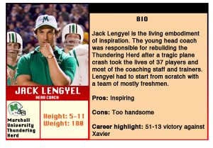 Head Coach: Jack Lengyel ('We Are Marshall')