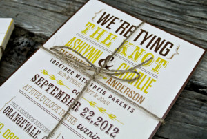 Wedding Invitation: Tying the knot, Rustic Mustard and Browns