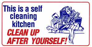 self cleaning kitchen clean up after yourself 4 1 2 x 8 plastic sign