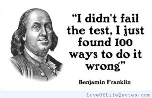 Benjamin Franklin quote on failing