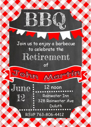 Chalkboard and picnic cloth Anniversary - BBQ Party Invitations
