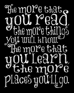 For kids' reading nook/playroom Dr Suess Nursery quote art - 8 x 10 ...
