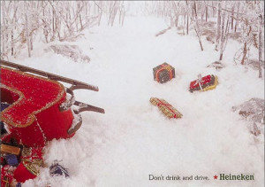 Don't Drink and Drive! Funny Heineken ads with drunk Santa having a ...