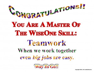 Congratulations You Are A Master Of The Wise One Skill, Teamwork When ...