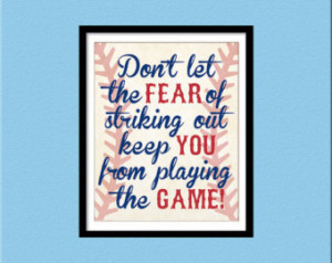 INSTANT DOWNLOAD, Baseball Quote, B oys Room, Nursery Wall Art, Fear ...