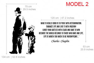 Charlie Chaplin design with quote in adhesive vinyl wall decal sticker ...