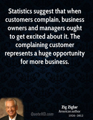 Statistics suggest that when customers complain, business owners and ...