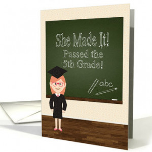 ... for a Girl 5th Grade Graduation Party with Cartoon Girl card