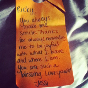 sweet note from Jessi to Ricky ~