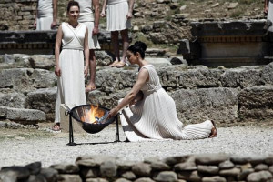 Olympic Flame Lit Ancient...