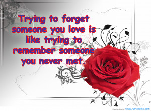Trying To Forget Someone You Love Is Like Trying To Remember Someone ...