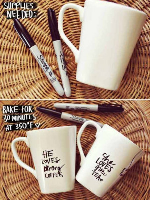 sharpie mugs - with phrases from books!