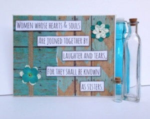 Sisters Canvas Quote - Wall Decor - Sister Gift - Teal Chevron ...