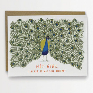 Hey Girl Peacock Birthday Card Funny by emilymcdowelldraws on Etsy, $4 ...