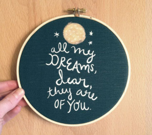Limited Edition 6 inch art hoop Sweetest Dream illustrated quote ...