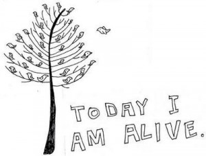 alive, bird, breathe, cute, doodle, quote, tree