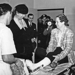 First Lady Eleanor Roosevelt, visiting World War II Home Front patient ...
