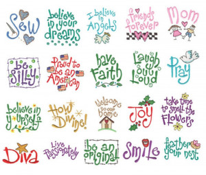 Embroidery Sayings Machine Embroidery Designs Set of 20