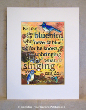 Singing Bluebird Painted Cole Porter Quote, Hand Lettered, Yellow Art ...