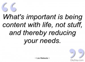 What's important is being content with