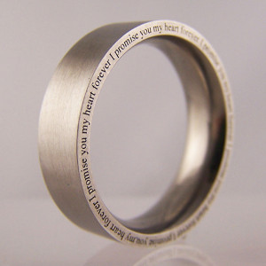 laser engraved on edge 'i promise you my heart forever' wedding band ...