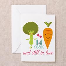 14 Year Anniversary Veggie Couple Greeting Card for