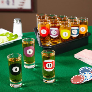 Rack Em Up Billiards Shot Glass Set Details: