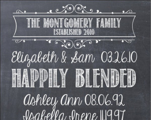 ... Family SIgn 16x24 Chalkboard Modern Design Gallery Wrapped Blended
