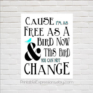 Lynyrd Skynyrd Free Bird Song Lyrics Typography Poster. INSTANT ...