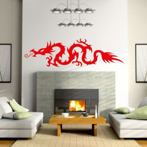 ANGRY DRAGON wall sticker tribal design bedroom stickers decals lounge ...
