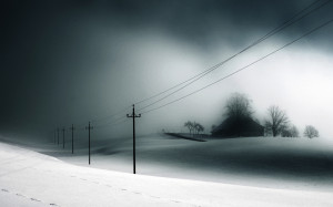 ... House Power Line Treatment Signs Shadows Snow Winter Wallpaper
