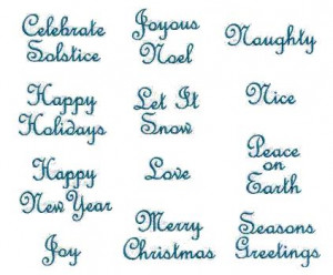 Holiday Sayings designs fit the 4-inch hoop. The lettering has been ...