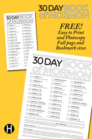 30 Day Book of Mormon Reading Charts