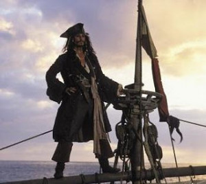 Captain Jack Sparrow from the pirates of the Caribbean series ...