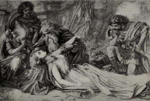 Lear and Cordelia, Act V, Scene III. From the painting by Sir J. Noel ...