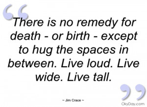 there is no remedy for death - or birth - jim crace