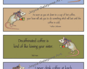 Printable Bookmarks, Funny COFFEE Q uotes, Mouse: Instant Download ...
