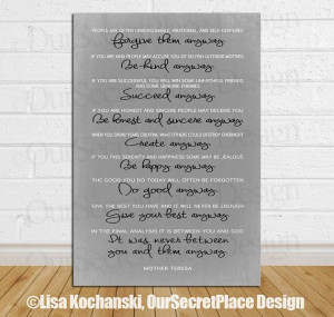 ... Wall Art Decor Mother Teresa quote Mother Theresa Quote Gift for Her
