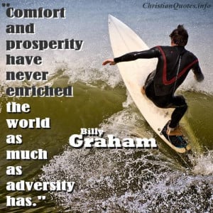 Billy Graham Quote - Adversity - Surfer on the waves